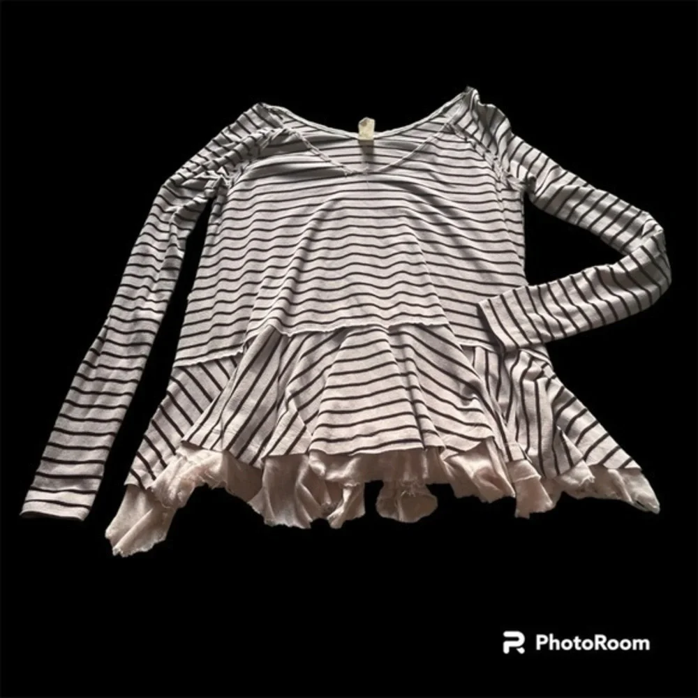 Free people pink and black stripes flowy bohemian blouse